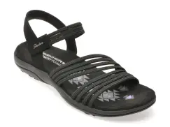 Sandale SKECHERS negre, REGGAE SLIM, din material textil imagine