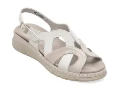 Sandale SUAVE albe, 12503, din piele naturala imagine