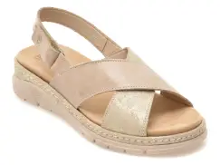 Sandale SUAVE bej, 12505, din piele naturala imagine