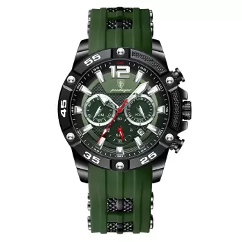 Ceas barbatesc Poedagar CS1490, curea silicon, verde, cadran negru imagine