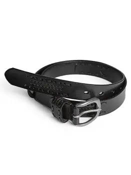Curea pentru barbati 122, piele naturala, 105 cm, Negru imagine