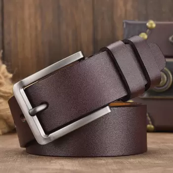 Curea pentru barbati C-70, piele naturala, Maro imagine