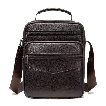 Geanta barbati, Alin GT954, piele naturala, model maro inchis imagine