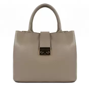 Geanta dama Alissa GT901, piele naturala, model dark taupe imagine