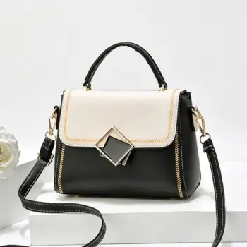 Geanta dama Asha GT2023, model negru/alb imagine