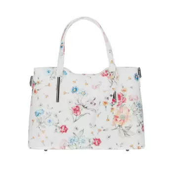 Geanta dama, Maila GT2653, piele naturala, Alb floral imagine