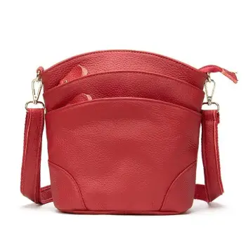 Geanta dama Missa GT1538, piele naturala, rosu imagine