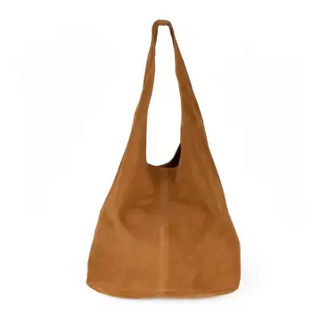 Geanta dama Monica GT1193, piele intoarsa, cognac imagine