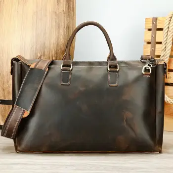Geanta de calatorie unisex, Nyko GT3290, piele naturala, Maro imagine