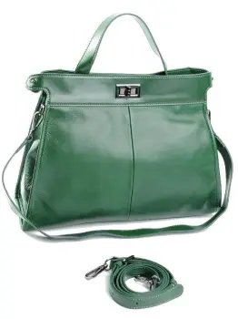 Geanta de dama, 9903, piele naturala, Verde imagine