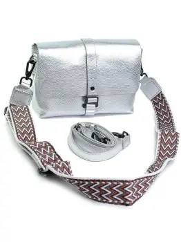 Geanta de dama, 99150, piele naturala, Argintie imagine