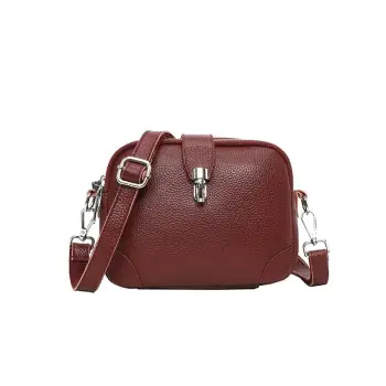 Geanta de dama, Eira GT3351, piele naturala, Bordo imagine