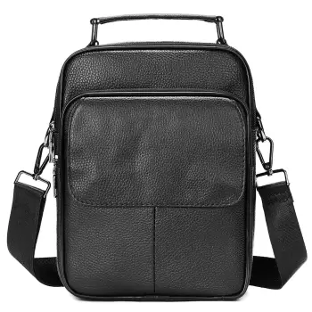 Geanta de umar pentru barbati, Atomis GT2590, piele naturala, Negru imagine