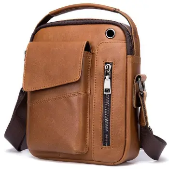 Geanta de umar pentru barbati, Harry GT1403, piele naturala, maro deschis imagine
