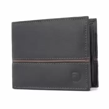 Portofel barbati Delis, Frederic PT1158, piele naturala, Negru - Maro imagine