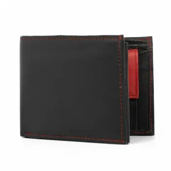 Portofel barbati Manuel PT991, piele naturala, Negru/Rosu imagine