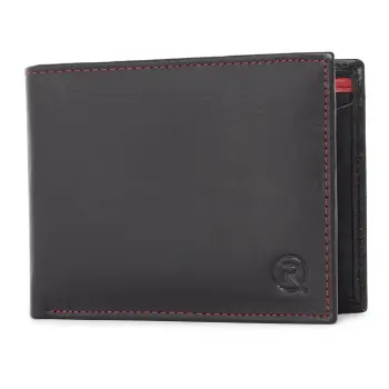 Portofel barbati Ronno, Narcis PT1471, piele naturala, Negru-Rosu imagine