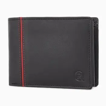 Portofel barbati Ronno, Traian PT1447, piele naturala, Negru / Rosu imagine