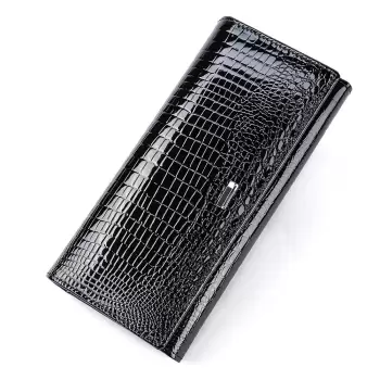 Portofel dama Delis, Azalea PT1206, piele naturala, Negru imagine