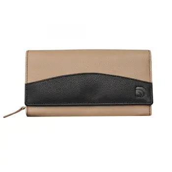 Portofel dama Delis, Bluma PT1220, piele naturala, Crem/Negru imagine