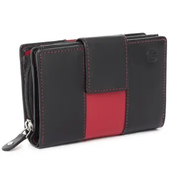 Portofel dama Marquise, Blanca PT1496, piele naturala, Negru/Rosu imagine