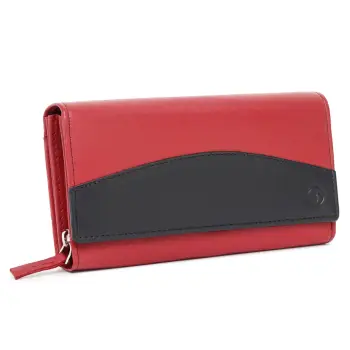 Portofel dama Marquise, Bluma PT1501, piele naturala, Rosu/Negru imagine