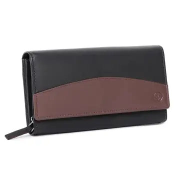 Portofel dama Marquise, Bluma PT1503, piele naturala, Negru/Maro imagine