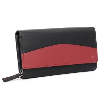 Portofel dama Marquise, Bluma PT1504, piele naturala, Negru/Rosu imagine