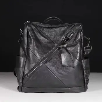 Rucsac dama, Elarin GT3642, piele naturala, Negru imagine