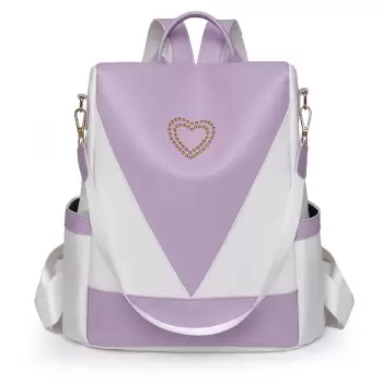 Rucsac dama, Nimue GT2481, antifurt, Alb/Mov imagine