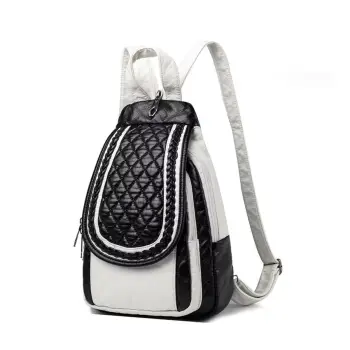 Rucsac dama, Rilena GT3630, Negru/Alb imagine