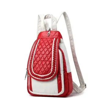 Rucsac dama, Rilena GT3631, Rosu/Alb imagine