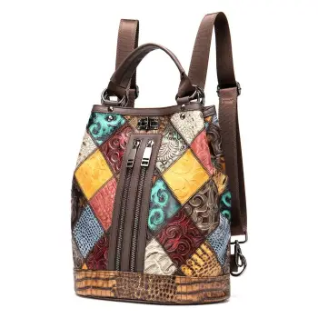 Rucsac dama Rina GT1040, piele naturala, multicolor imagine