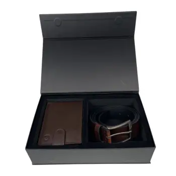 Set cadou pentru barbati, Portofel + Curea, piele naturala, model elegant, Maro, SET3 imagine