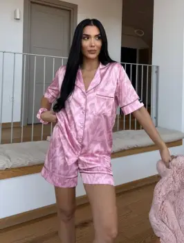 Set pijama dama din doua piese, cu nasturi - 2500076, Rose Silk imagine