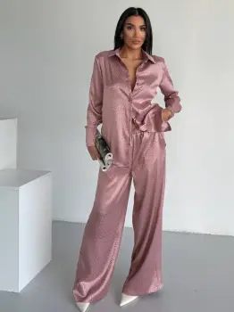 Set pijama dama din doua piese, cu nasturi - 2500406, Roz imagine