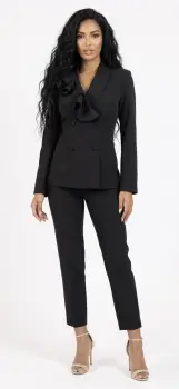 Compleu dama negru format din doua piese sacou prevazut cu design deosebit si pantaloni pana imagine