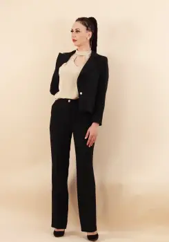 Pantaloni dama evazati negri imagine