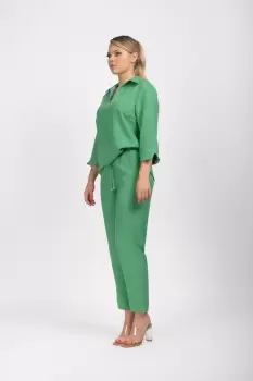 Pantaloni de culoare verde din vascoza imagine