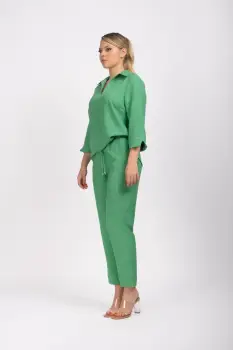 Pantaloni de culoare verde din vascoza imagine