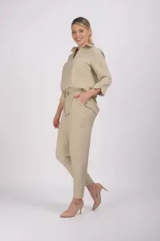 Pantaloni din vascoza bej imagine