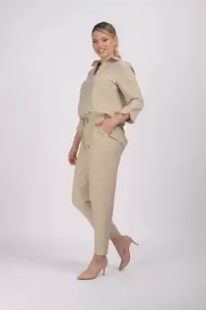 Pantaloni din vascoza bej imagine