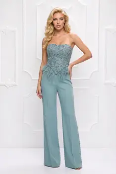Pantaloni evazati cu talie inalta confectionati din tesatura vaporoasa imagine
