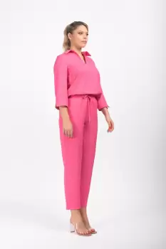 Pantaloni fucsia din vascoza cu buzunare laterale imagine