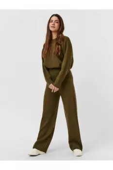 Pantaloni largi cu talie inalta de culoare verde imagine