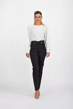 Pantaloni negri conici cu talie inalta imagine