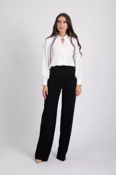 Pantaloni negri evazati cu talie inalta imagine