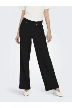 Pantaloni negri lejeri cu elastic la talie si buzunare laterale imagine