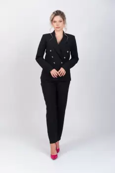 Pantaloni office/casual cu pense la talie si buzunare laterale imagine