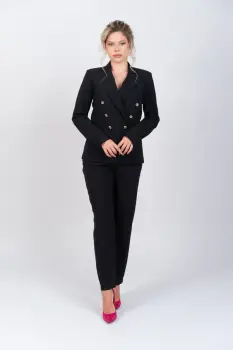 Pantaloni office/casual cu pense la talie si buzunare laterale imagine